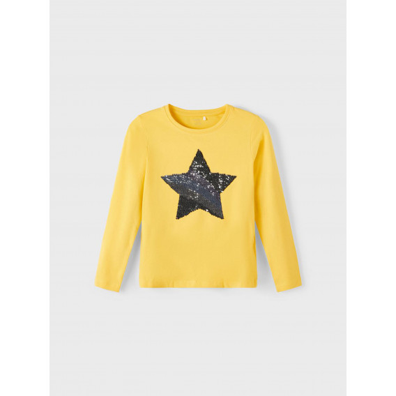 Блуза с дълъг ръкав от органичен памук Star, жълта Name it 336477 4