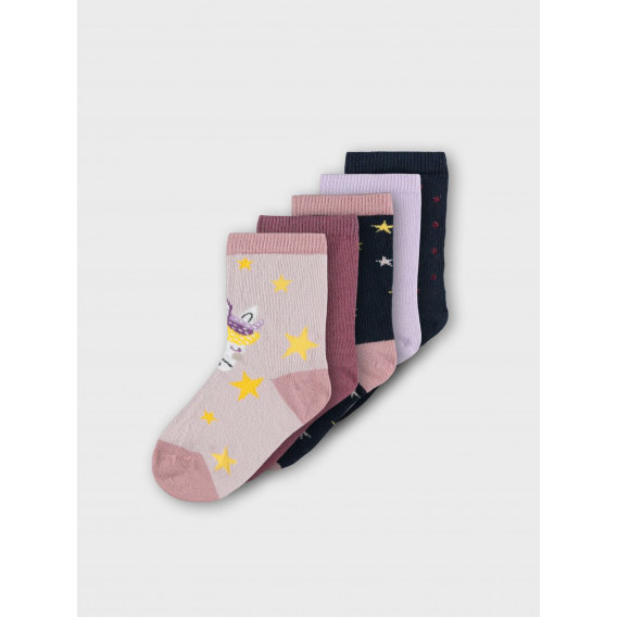 Комплект от пет броя цветни чорапи Unicorn Name it 336494 