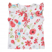 Тениска с флорален принт и къдрички за бебе, бяла Chicco 337117 