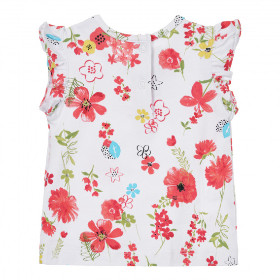 Тениска с флорален принт и къдрички за бебе, бяла Chicco 337120 4
