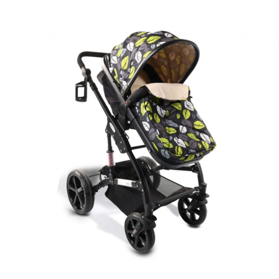 Комбинирана детска количка PAVO NEW 2 в 1, черна с принт Moni 33761 3
