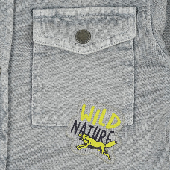 Памучна дънкова риза с апликация wild nature, сива Chicco 338029 2