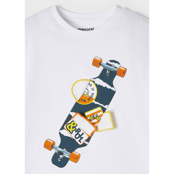 Тениска с щампа на скейтборд, бяла Mayoral 338607 2