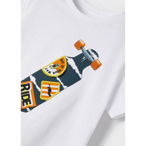 Тениска с щампа на скейтборд, бяла Mayoral 338608 3