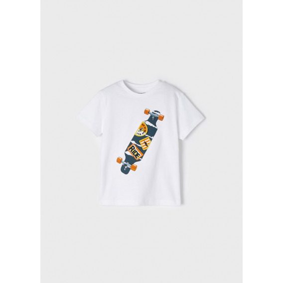 Тениска с щампа на скейтборд, бяла Mayoral 338610 