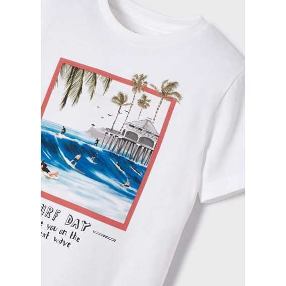 Тениска с морска щампа Surf Day, бяла Mayoral 338619 2