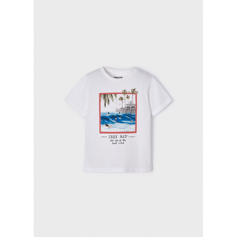 Тениска с морска щампа Surf Day, бяла  338621
