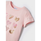 Тениска със сърца и пайети, розова Mayoral 338635 2
