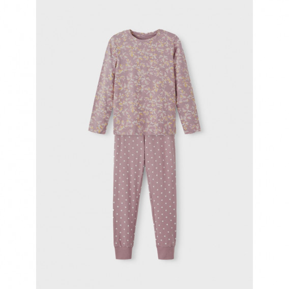 Пижама от органичен памук, розова Name it 338888 