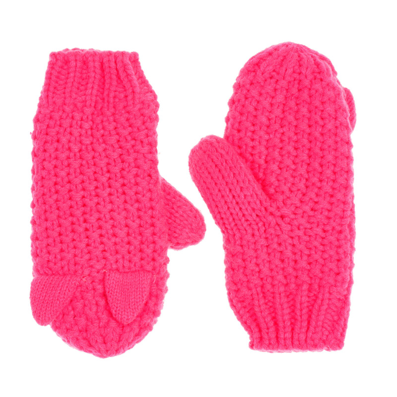 Плетени ръкавици с един пръст и ушички, цикламени  339406