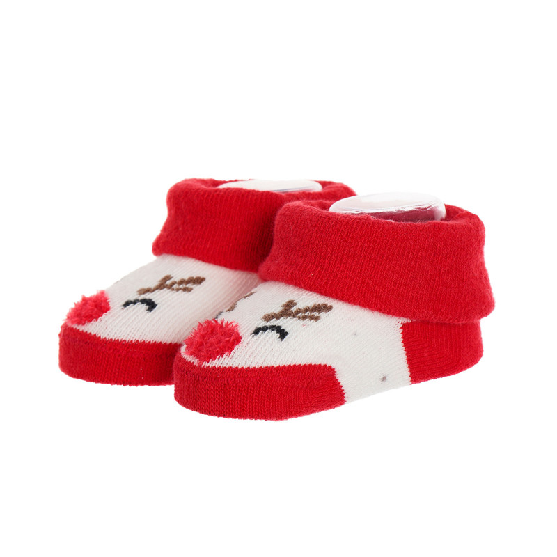 Чорапи с апликация на еленче за бебе, червени  339443