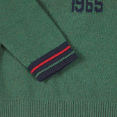 Пуловер с цветни акценти и надпис, зелен Benetton 339702 3