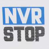 Тениска с надпис NVR STOP, бяла Cool club 339872 2