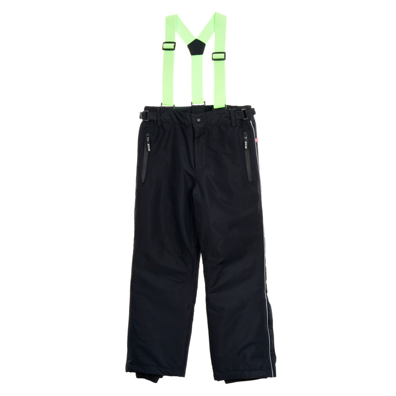 Ски панталон с зелени тиранти, черен  340371