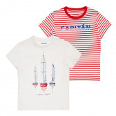 Комплект от две тениски с морски мотиви, червена и бяла Mayoral 340709 