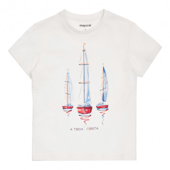 Комплект от две тениски с морски мотиви, червена и бяла Mayoral 340713 2
