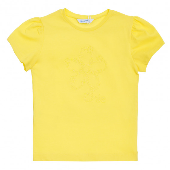 Тениска с бродерия Chic, жълта Mayoral 340730 