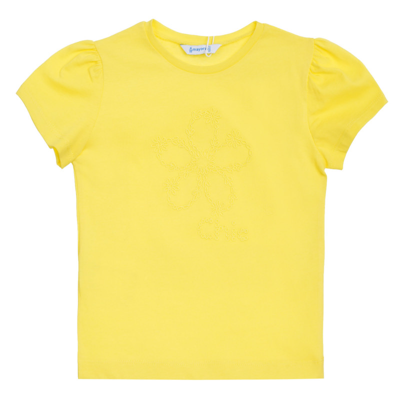 Тениска с бродерия Chic, жълта  340730
