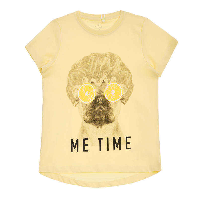 Памучна тениска Me time, жълта  340791
