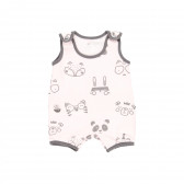 Памучно боди с щампа на животинки за бебе, розово Boboli 340923 