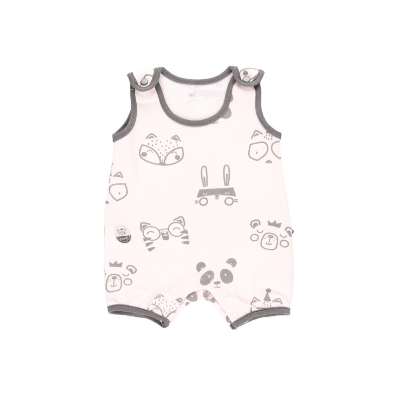 Памучно боди с щампа на животинки за бебе, розово  340923