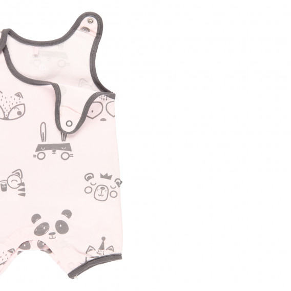 Памучно боди с щампа на животинки за бебе, розово Boboli 340925 3
