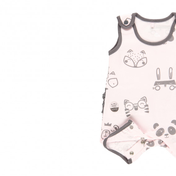 Памучно боди с щампа на животинки за бебе, розово Boboli 340926 4