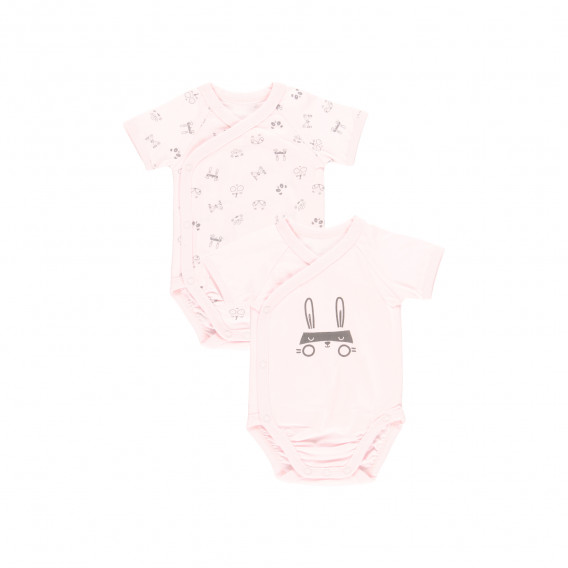 Комплект от два броя бодита с къс ръкав за бебе, розов Boboli 340945 