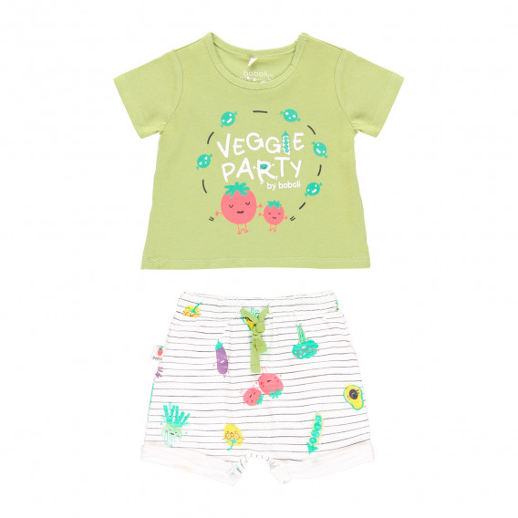 Комплект тениска и къси панталони Veggie party за бебе, многоцветен Boboli 341112 
