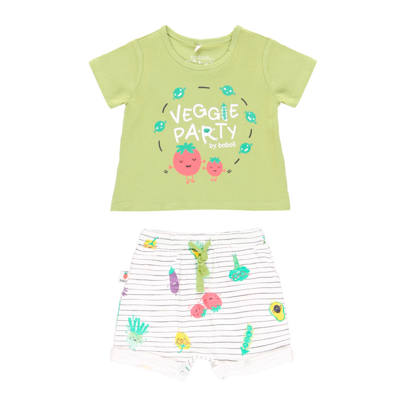Комплект тениска и къси панталони Veggie party за бебе, многоцветен  341112
