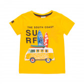 Памучна тениска с щампа Surf, жълта Boboli 341447 