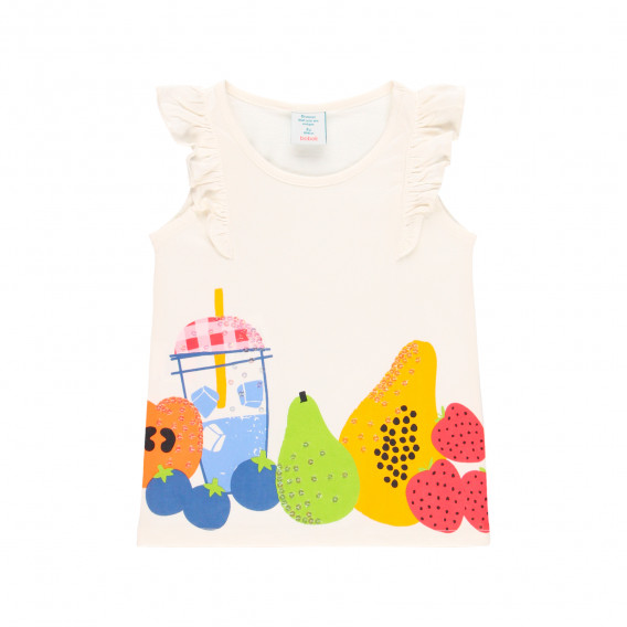 Тениска с флорална щампа и пайети, бяла Boboli 341516 