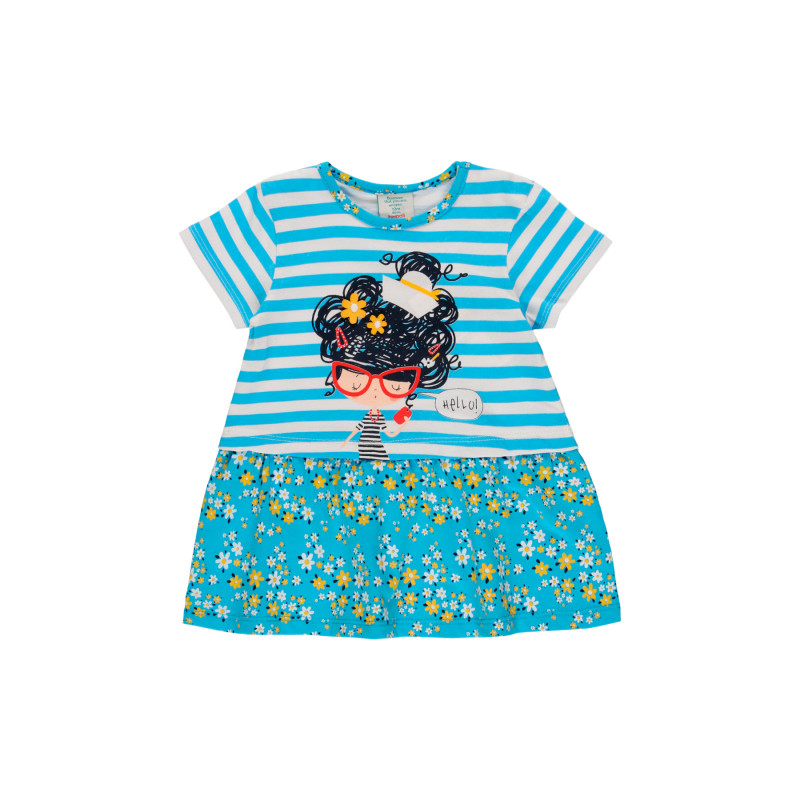 Памучна рокля с щампа за бебе , многоцветна  341645