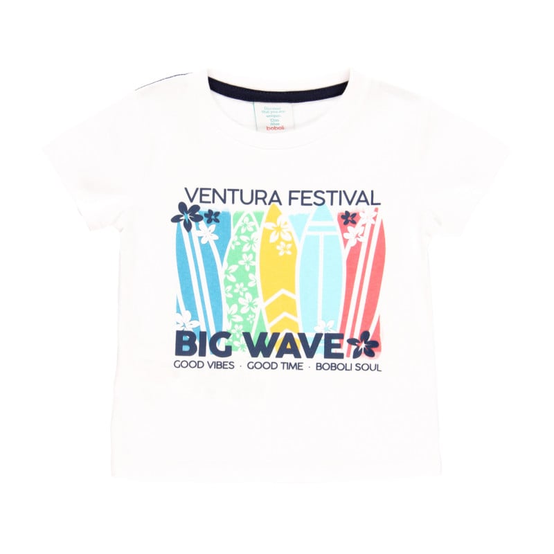 Памучна тениска Ventura festivale, big wave, бяла  341671
