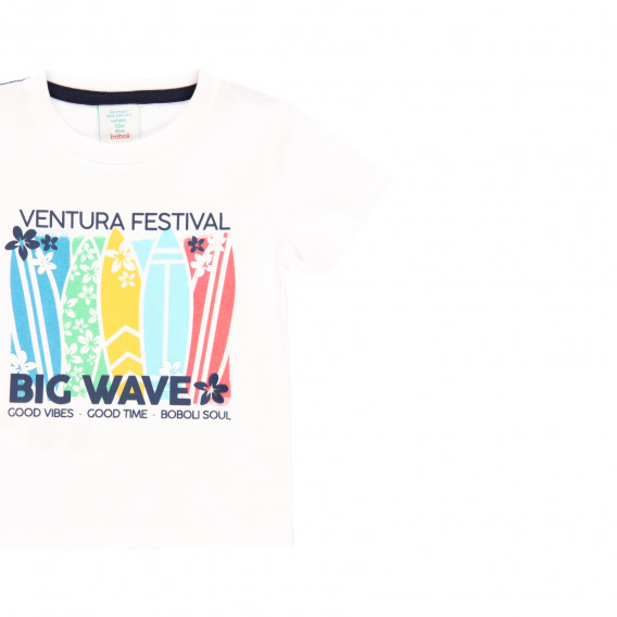 Памучна тениска Ventura festivale, big wave, бяла Boboli 341673 3