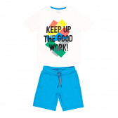 Памучен комплект тениска с щампа и къси панталони, многоцветни Boboli 341674 