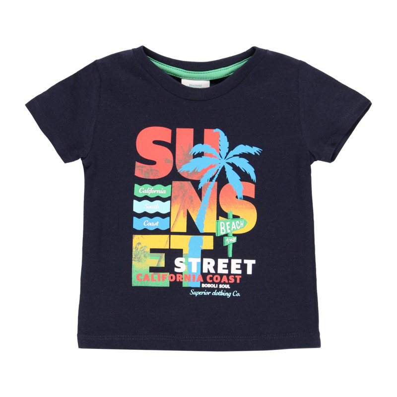 Памучна тениска Sunset street, тъмносиня  341690