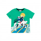 Памучна тениска Great wave, зелена Boboli 341706 