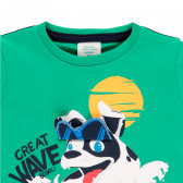 Памучна тениска Great wave, зелена Boboli 341709 4