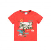 Памучна тениска с щампа, червена Boboli 341798 