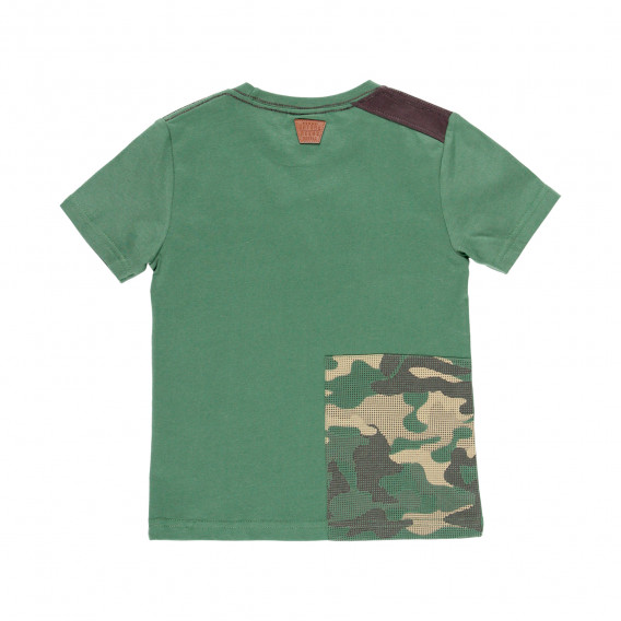 Памучна тениска с камуфлажна апликация, зелена Boboli 341825 2