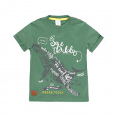 Памучна тениска с щампа Green, зелена Boboli 341835 