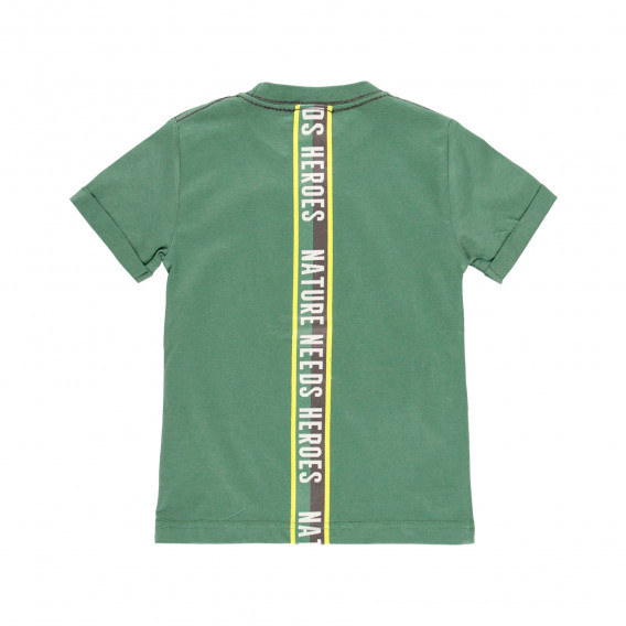 Памучна тениска с щампа Green, зелена Boboli 341836 2