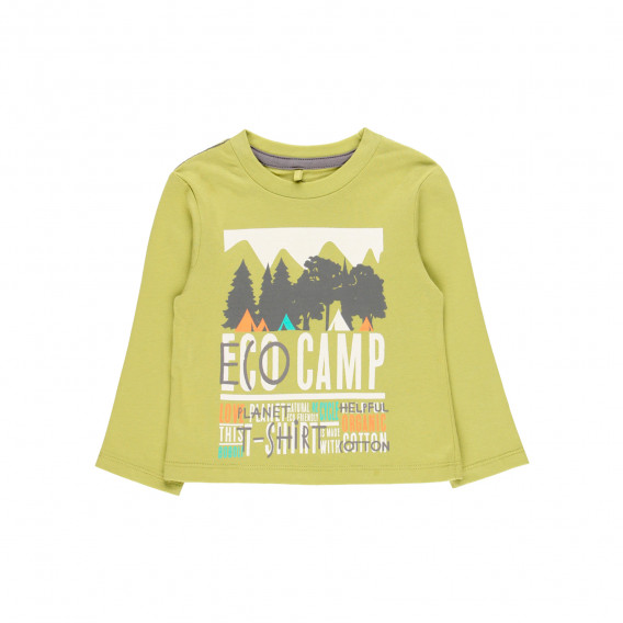 Памучна блуза Eco camp, зелена Boboli 341845 