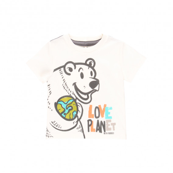 Памучна тениска Love planet, бяла Boboli 341861 