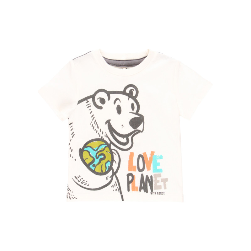 Памучна тениска Love planet, бяла  341861