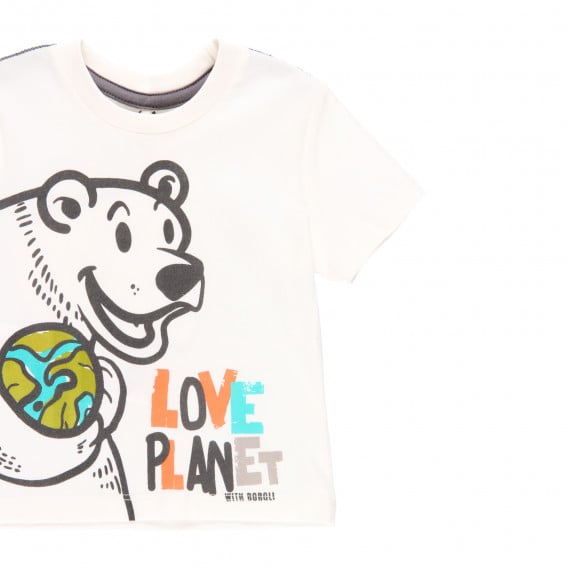 Памучна тениска Love planet, бяла Boboli 341863 3