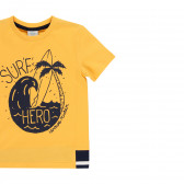Памучна тениска с щампа Surf Hero, жълта Boboli 341983 3