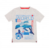Тениска с щампа World, сива Boboli 341988 