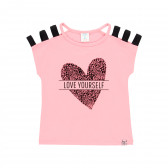 Памучна тениска Love yourself, розова Boboli 342028 